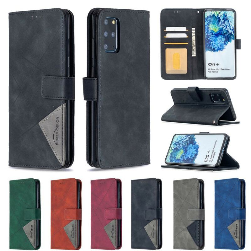 Capa De Couro Para Samsung Galaxy S20 Plus / S20 Plus 5G Triângulos De Cores Binfen