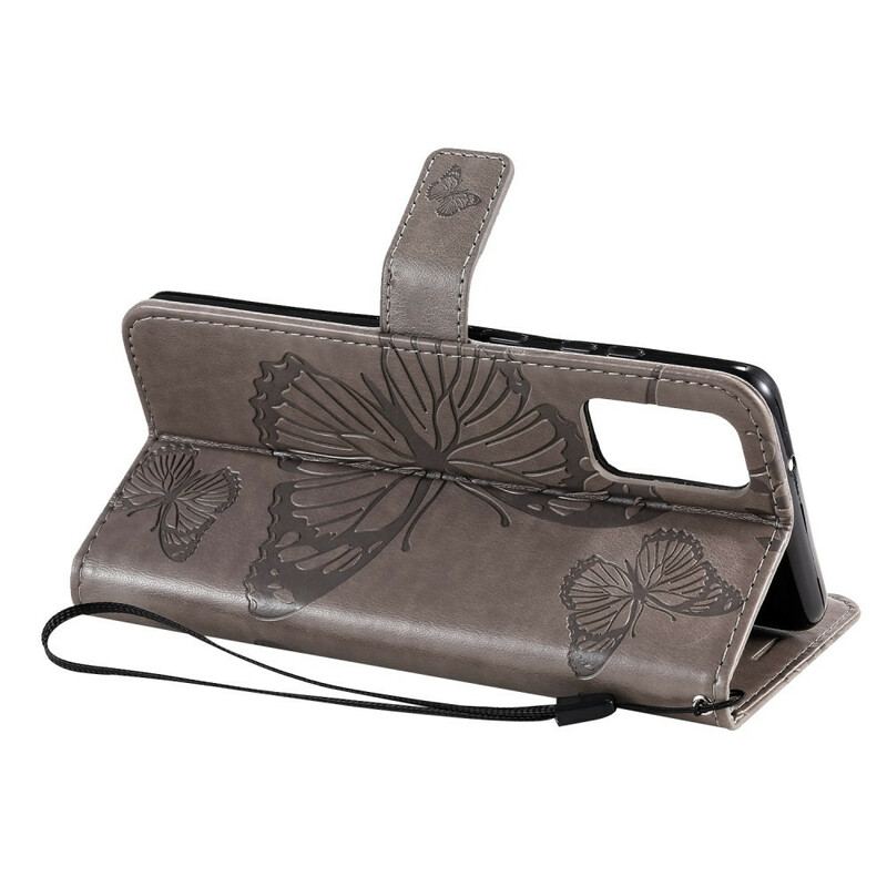 Capa Flip Para Samsung Galaxy S20 Plus / S20 Plus 5G De Cordão Borboletas Gigantes