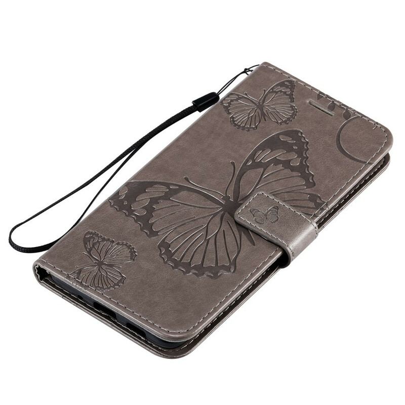 Capa Flip Para Samsung Galaxy S20 Plus / S20 Plus 5G De Cordão Borboletas Gigantes