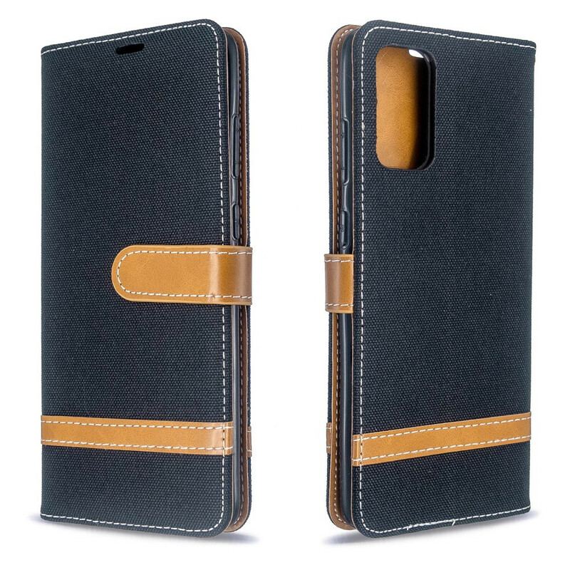 Capa Flip Para Samsung Galaxy S20 Plus / S20 Plus 5G De Cordão Correia Efeito Tecido E Couro