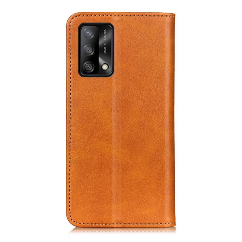 Capa De Celular Para Oppo A74 4G Flip Couro Rachado Elegância