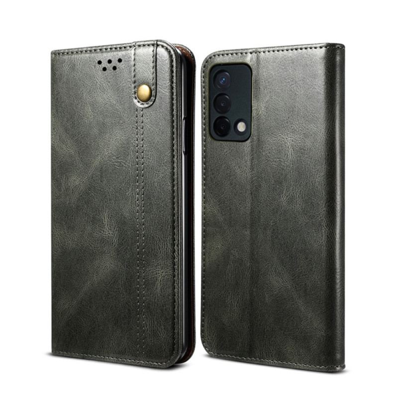 Capa De Celular Para Oppo A74 4G Flip Couro Sintético Encerado