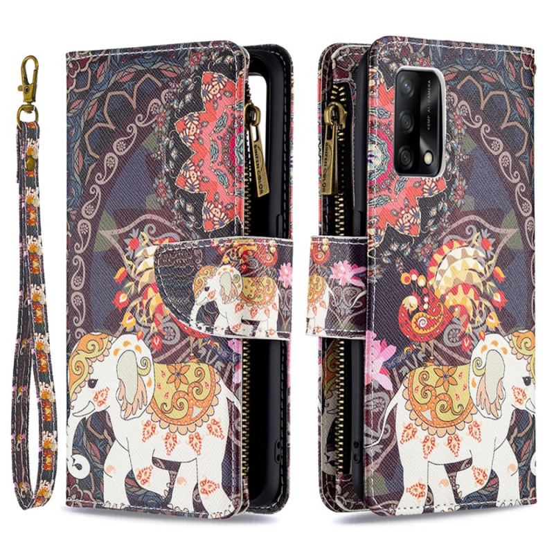 Capa De Couro Para Oppo A74 4G Bolso Elefante Com Zíper