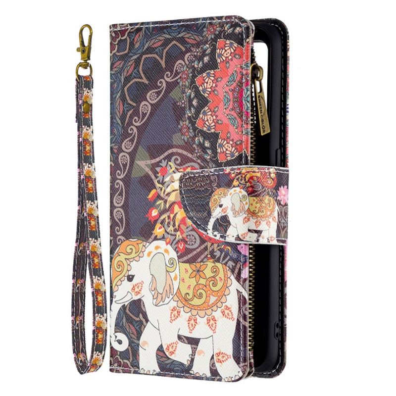 Capa De Couro Para Oppo A74 4G Bolso Elefante Com Zíper