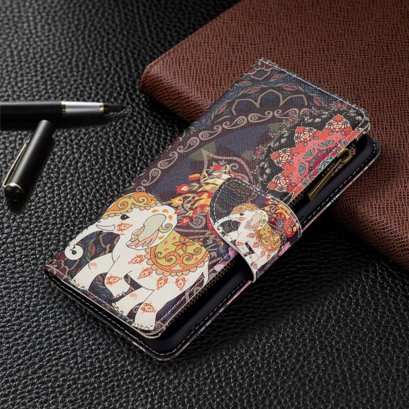 Capa De Couro Para Oppo A74 4G Bolso Elefante Com Zíper