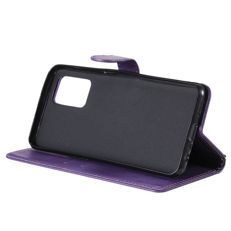 Capa De Couro Para Oppo A74 4G De Cordão Efeito De Couro Com Tiras