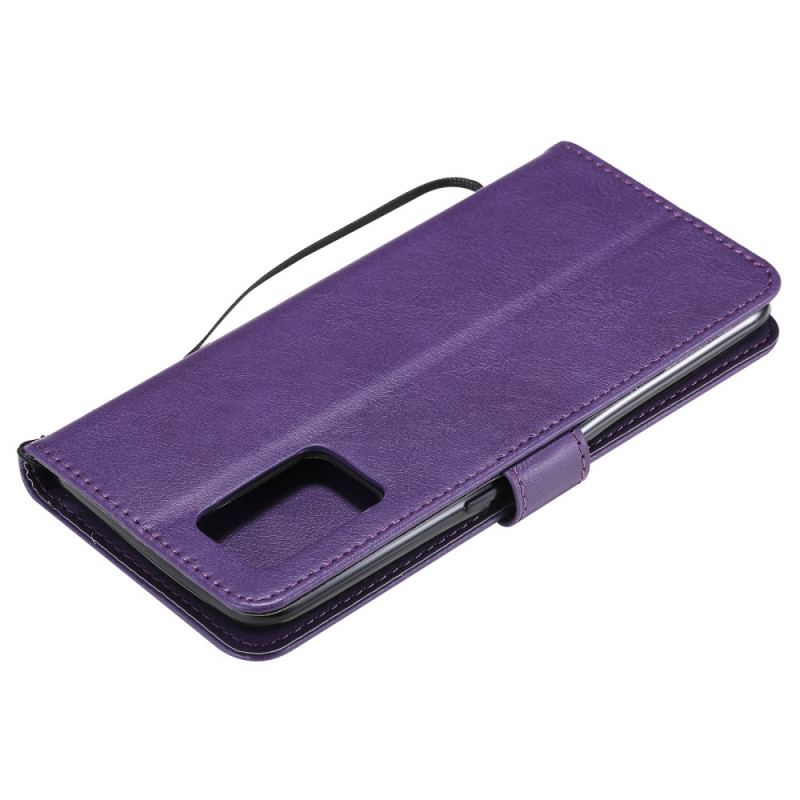Capa De Couro Para Oppo A74 4G De Cordão Efeito De Couro Com Tiras