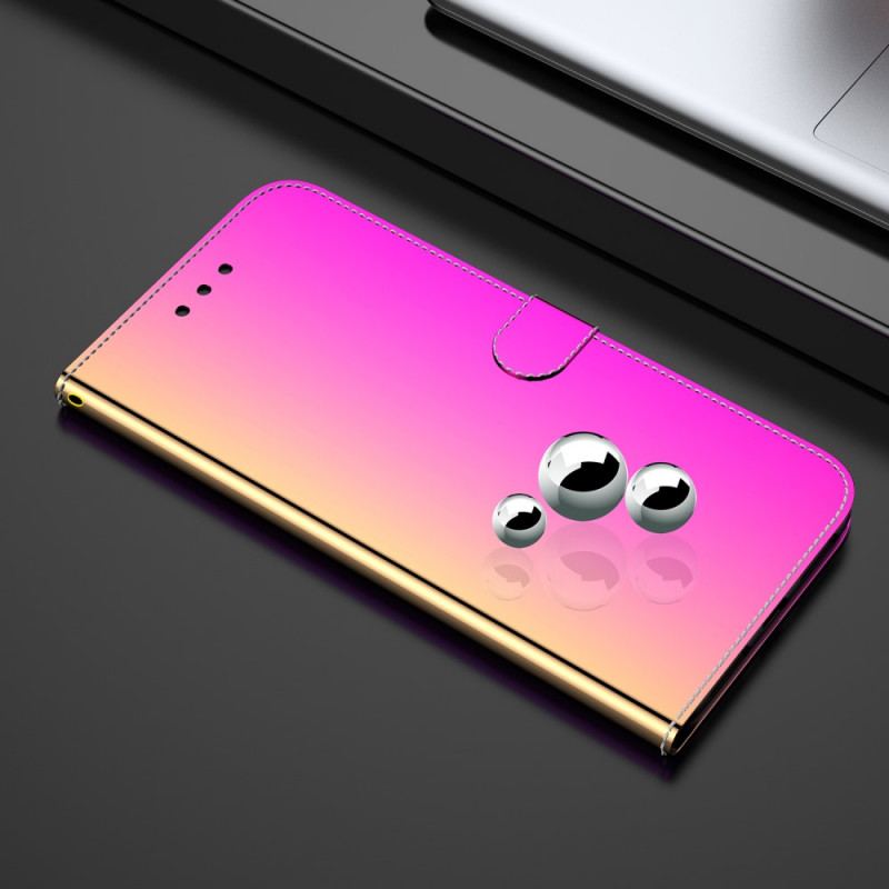 Capa De Couro Para Oppo A74 4G Capa De Espelho De Couro Sintético