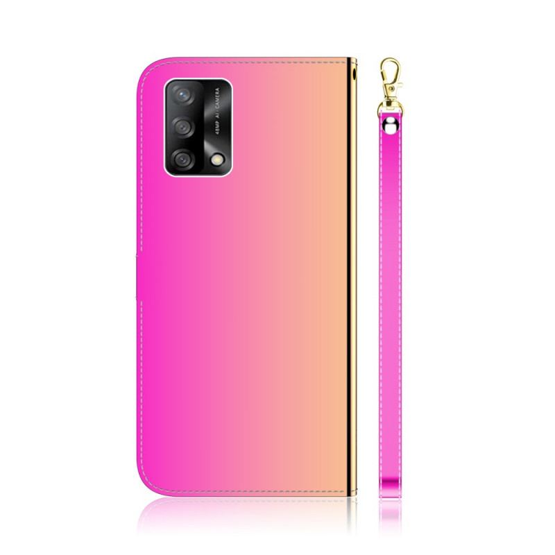 Capa De Couro Para Oppo A74 4G Capa De Espelho De Couro Sintético