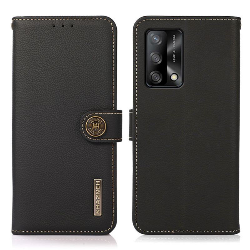 Capa De Couro Para Oppo A74 4G Khazneh Rfid Couro Genuíno