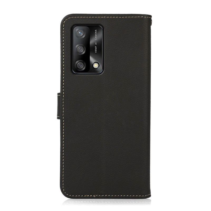 Capa De Couro Para Oppo A74 4G Khazneh Rfid Couro Genuíno