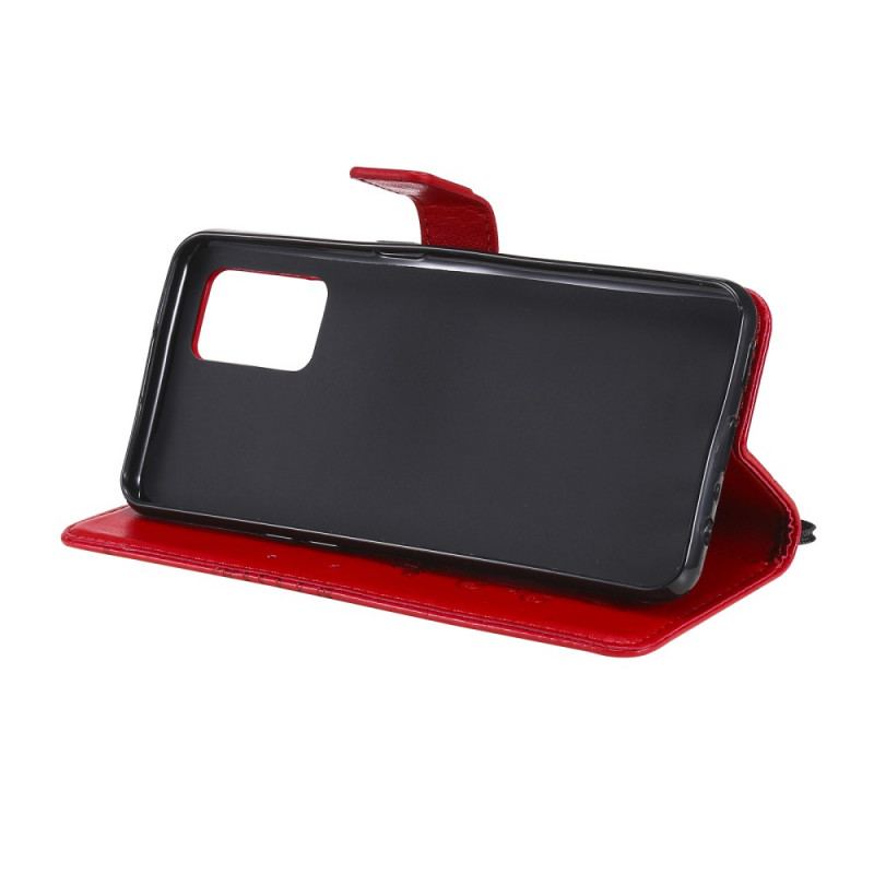 Capa Em Pele Para Oppo A74 4G De Cordão Borboletas Gigantes