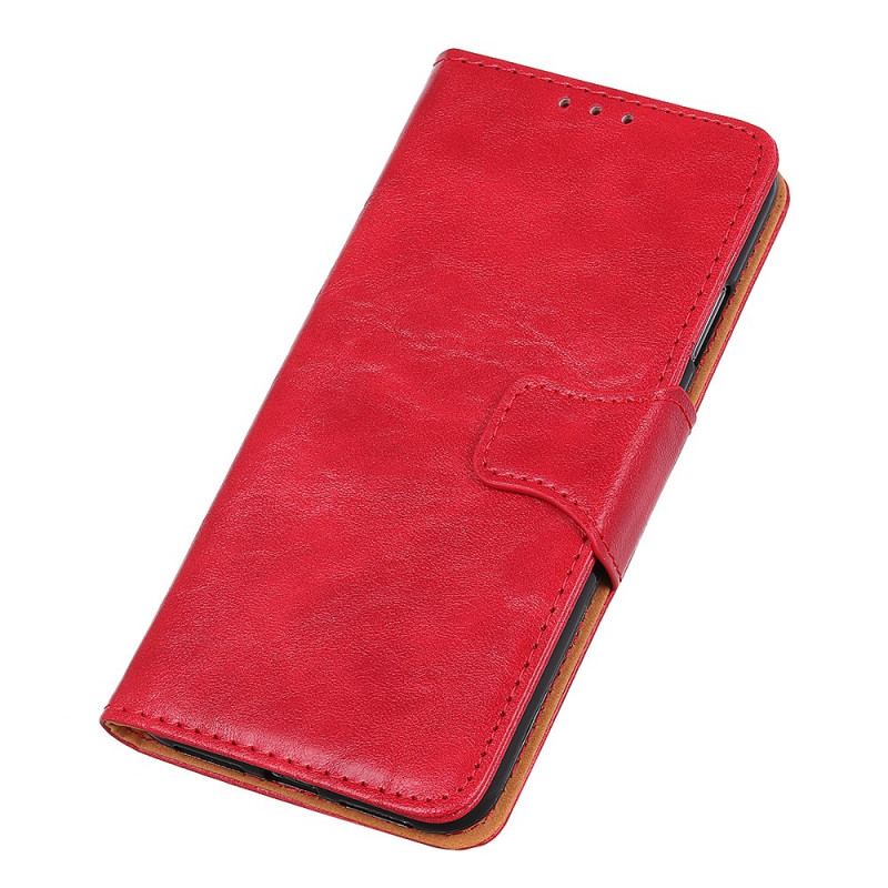 Capa Em Pele Para Oppo A74 4G Fecho Reversível De Couro Rachado