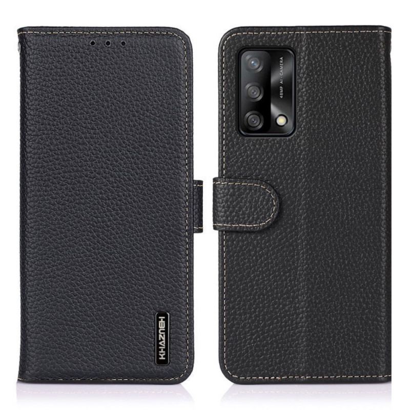 Capa Flip Para Oppo A74 4G Couro Genuíno Khazneh Litchi