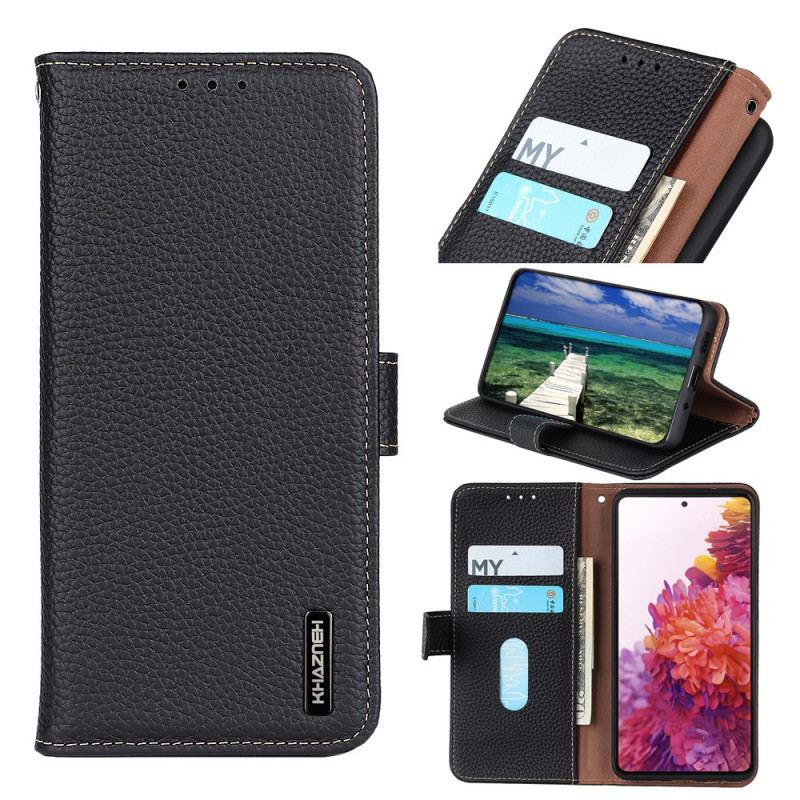 Capa Flip Para Oppo A74 4G Couro Genuíno Khazneh Litchi