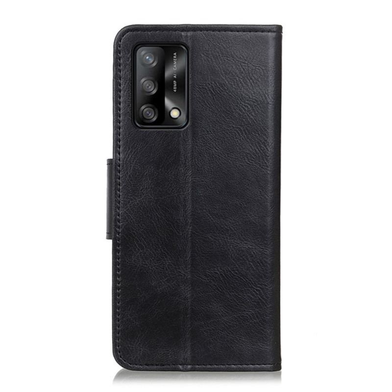 Capa Flip Para Oppo A74 4G Fecho Reversível Efeito Couro