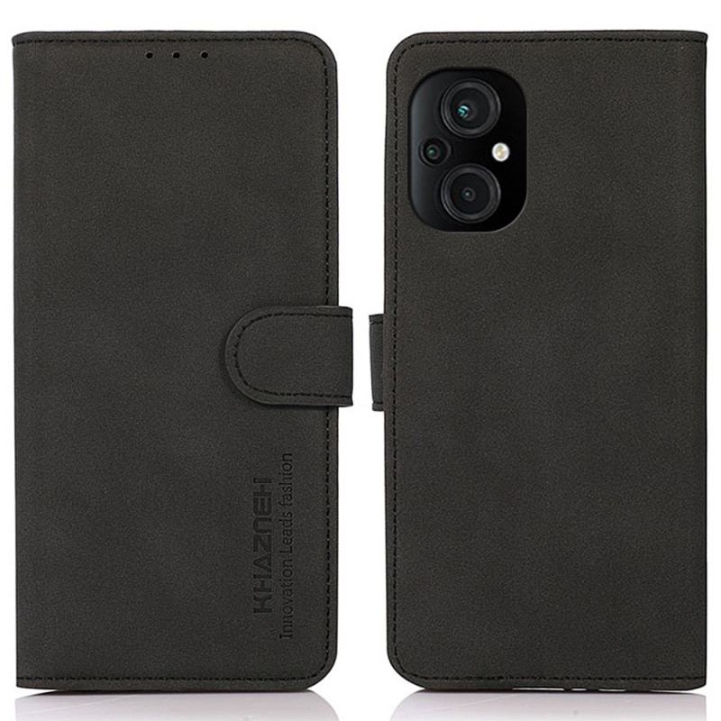 Capa De Couro Para Poco M4 5G Khazneh Efeito Couro