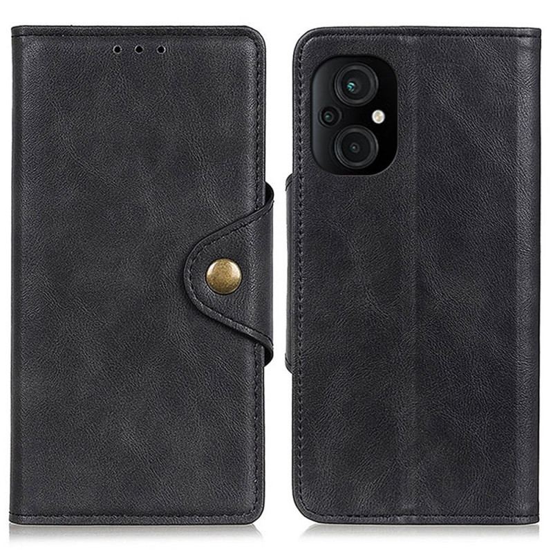 Capa Flip Para Poco M4 5G Botão Magnético De Couro Falso