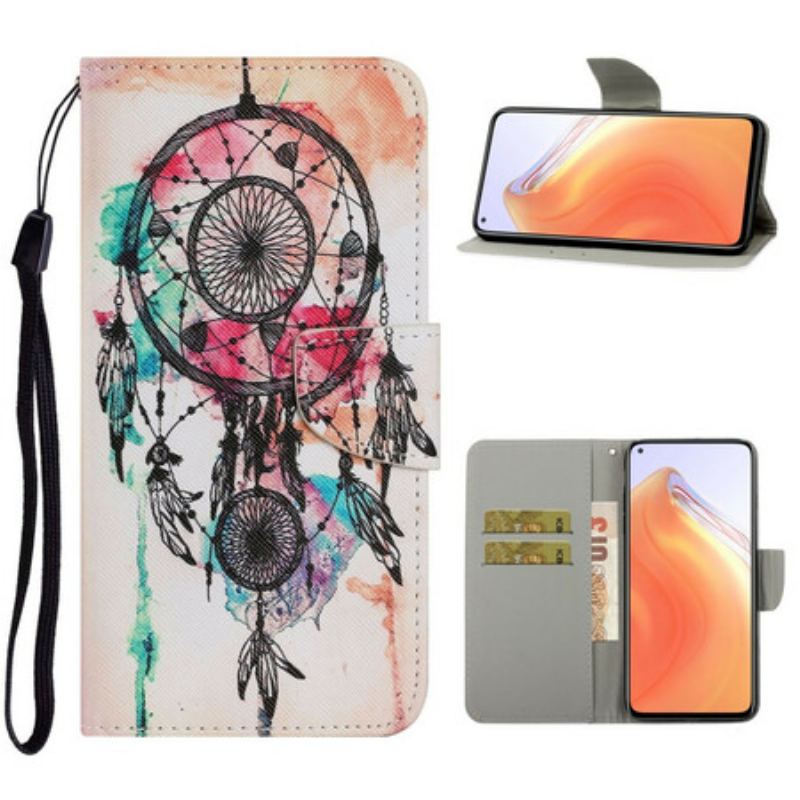 Capa De Couro Para Xiaomi Mi 10T / 10T Pro Aquarela Apanhador De Sonhos
