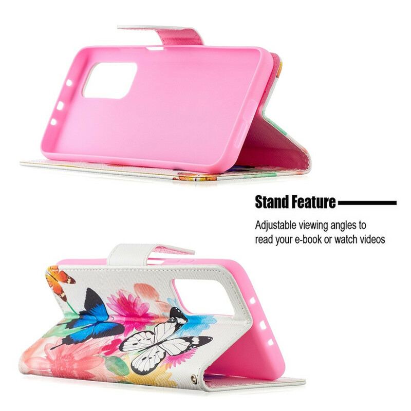 Capa De Couro Para Xiaomi Mi 10T / 10T Pro Borboletas Pintadas