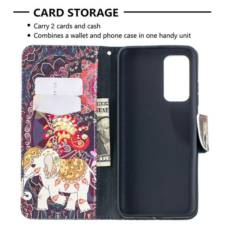 Capa De Couro Para Xiaomi Mi 10T / 10T Pro Elefantes Indianos