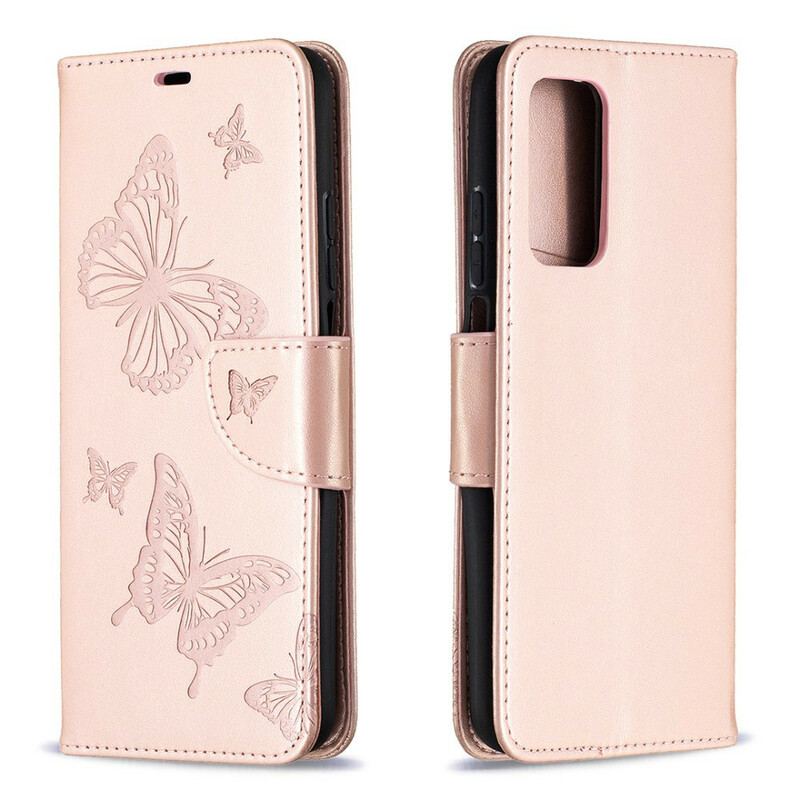 Capa Flip Para Xiaomi Mi 10T / 10T Pro De Cordão Strappy Estampado Borboletas