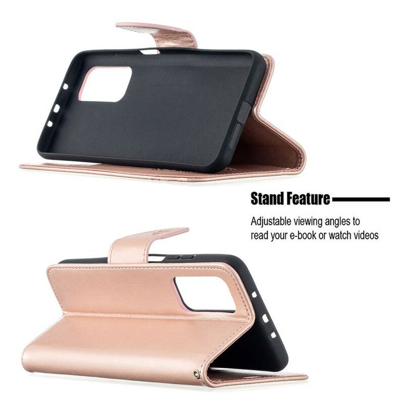 Capa Flip Para Xiaomi Mi 10T / 10T Pro De Cordão Strappy Estampado Borboletas