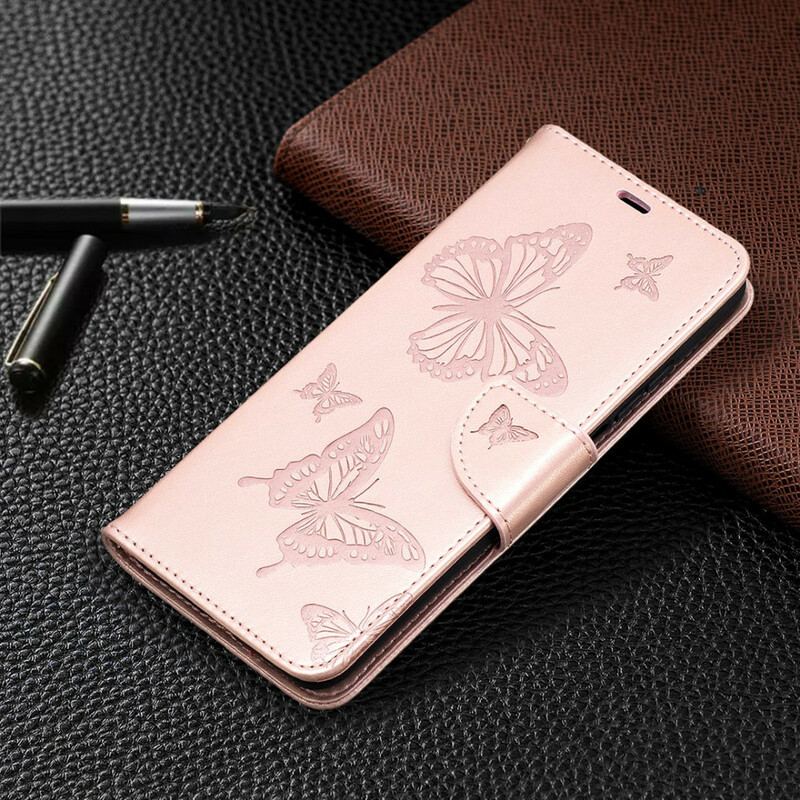 Capa Flip Para Xiaomi Mi 10T / 10T Pro De Cordão Strappy Estampado Borboletas