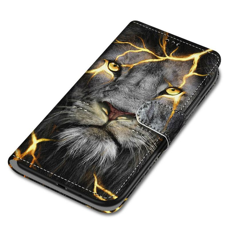 Capa Flip Para Xiaomi Mi 10T / 10T Pro Leão Com Cordão