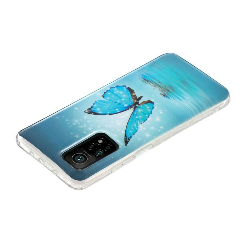 Capa Para Xiaomi Mi 10T / 10T Pro Borboleta Azul Fluorescente