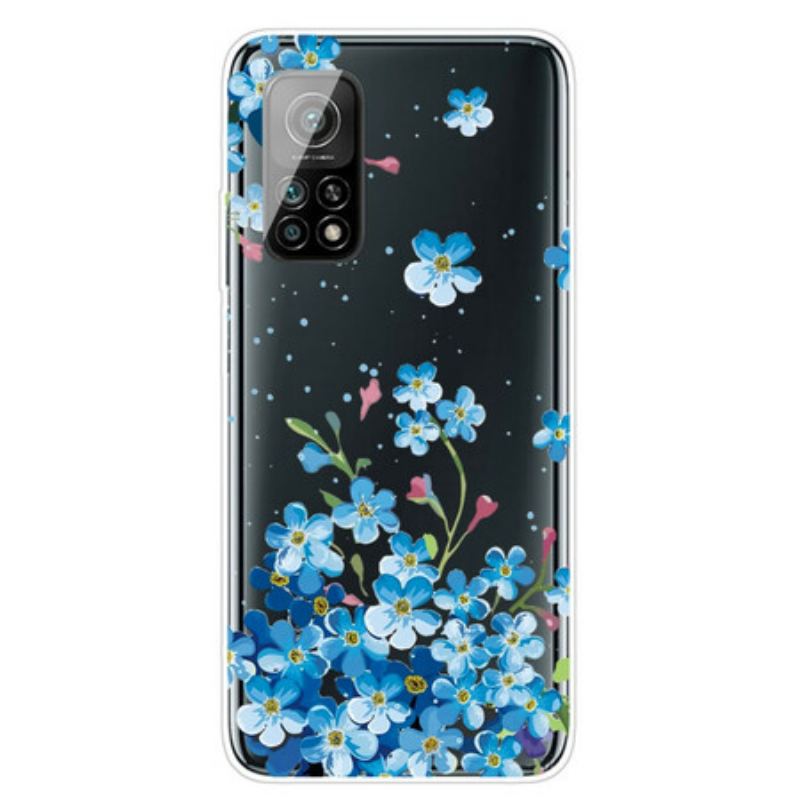 Capa Para Xiaomi Mi 10T / 10T Pro Buquê De Flores Azuis