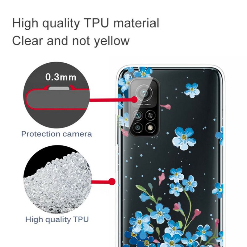 Capa Para Xiaomi Mi 10T / 10T Pro Buquê De Flores Azuis