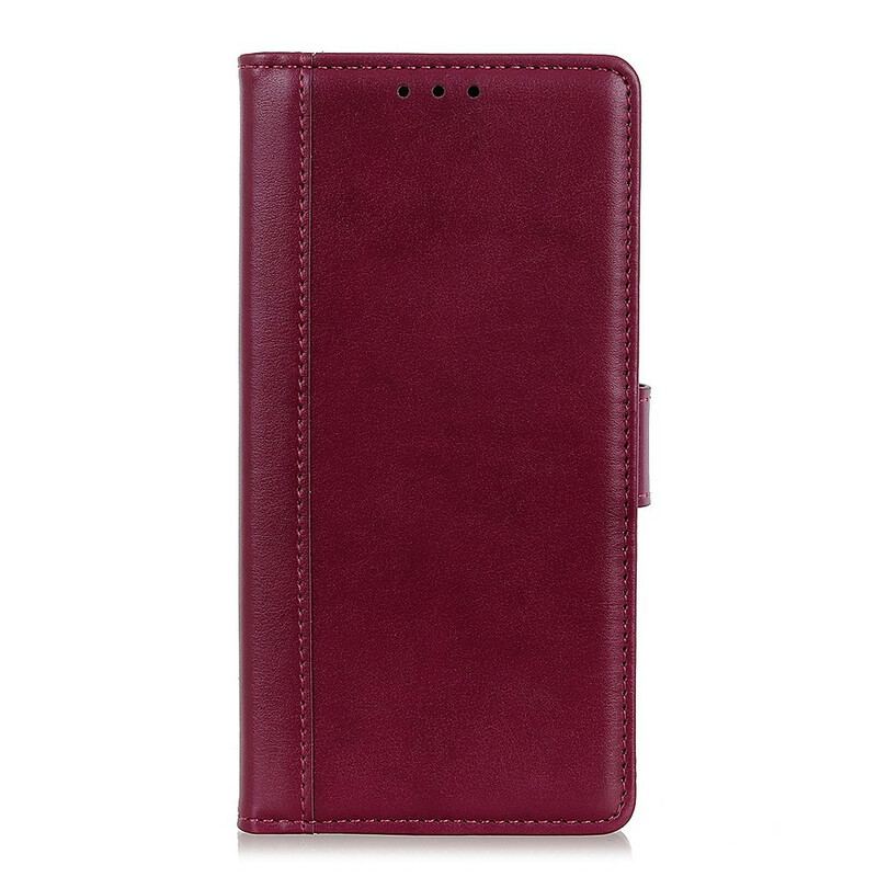 Capa De Celular Para Google Pixel 5A Flip Clássico Couro De Lichia Rachado