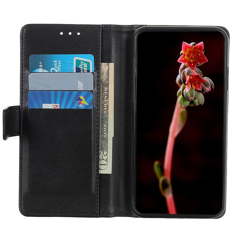 Capa De Celular Para Google Pixel 5A Flip Clássico Couro De Lichia Rachado