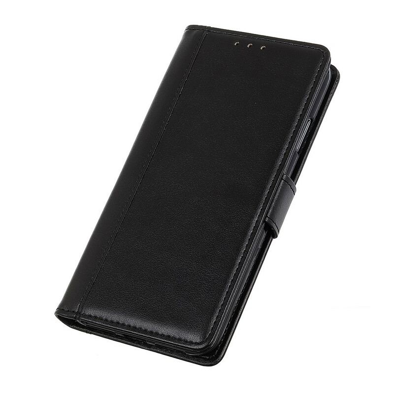 Capa De Celular Para Google Pixel 5A Flip Clássico Couro De Lichia Rachado