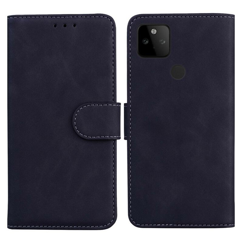 Capa Flip Para Google Pixel 5A Efeito Couro Monocromático