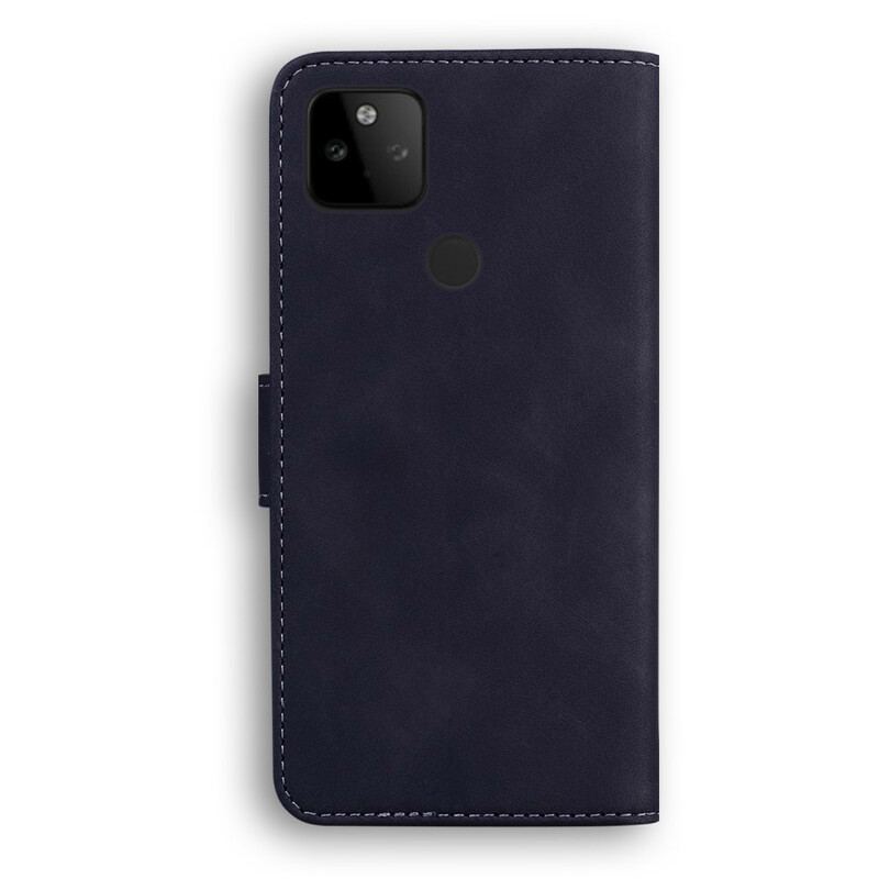 Capa Flip Para Google Pixel 5A Efeito Couro Monocromático