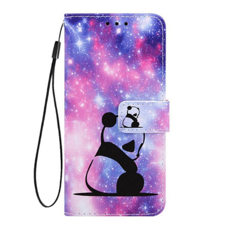 Capa De Couro Para Samsung Galaxy A80 / A90 Galáxia Panda