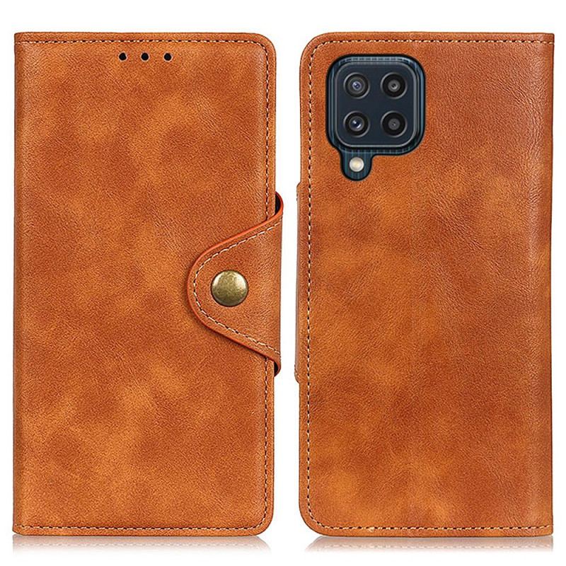 Capa De Couro Para Samsung Galaxy M32 Botão De Couro Falso