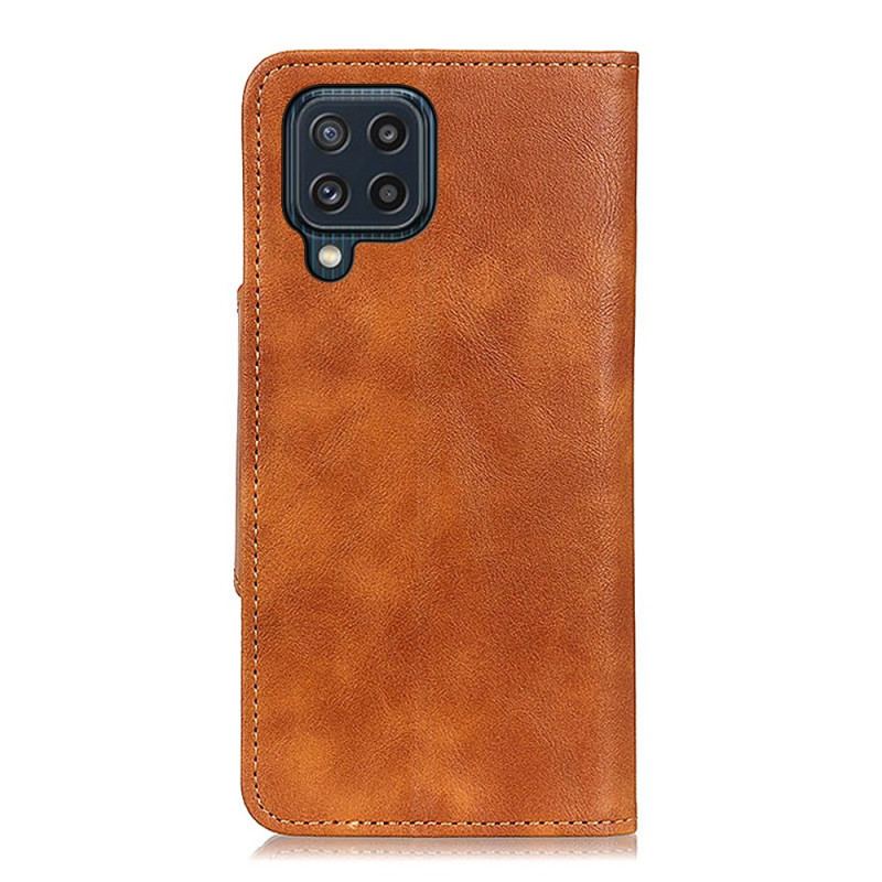 Capa De Couro Para Samsung Galaxy M32 Botão De Couro Falso