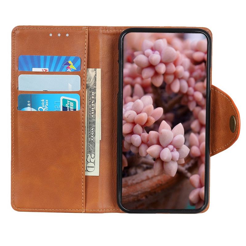 Capa De Couro Para Samsung Galaxy M32 Botão De Couro Falso