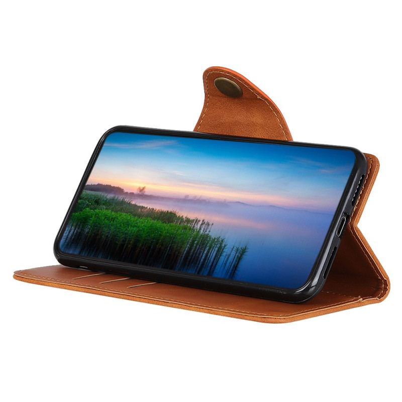 Capa De Couro Para Samsung Galaxy M32 Botão De Couro Falso