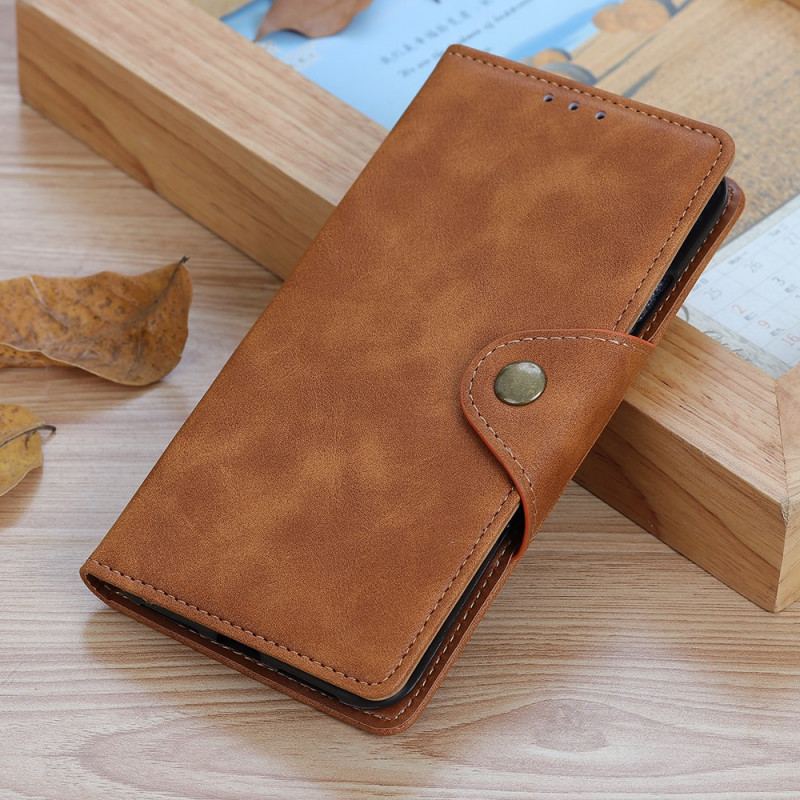 Capa De Couro Para Samsung Galaxy M32 Botão De Couro Falso