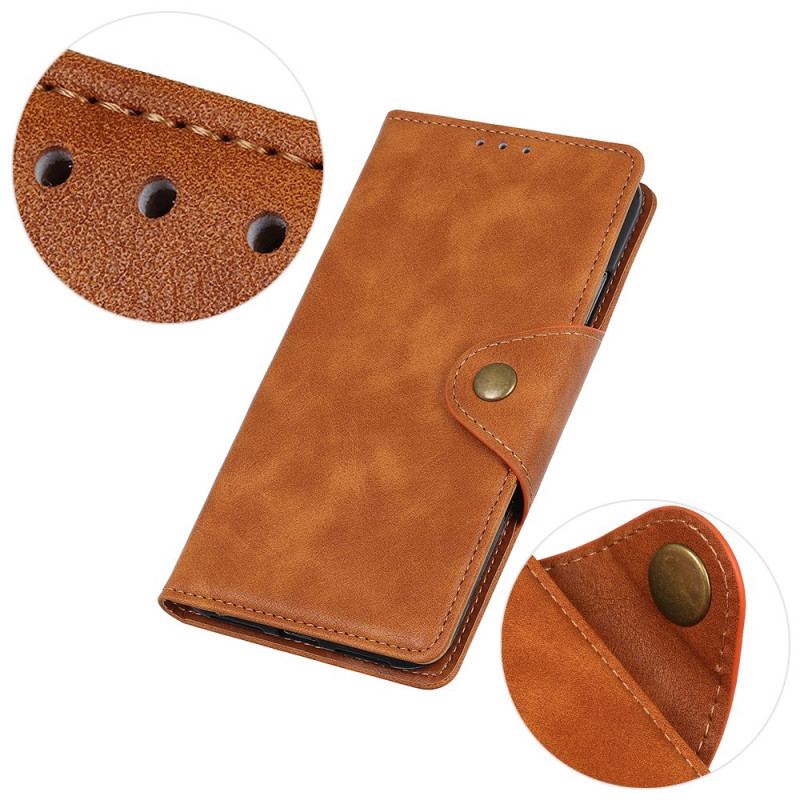 Capa De Couro Para Samsung Galaxy M32 Botão De Couro Falso