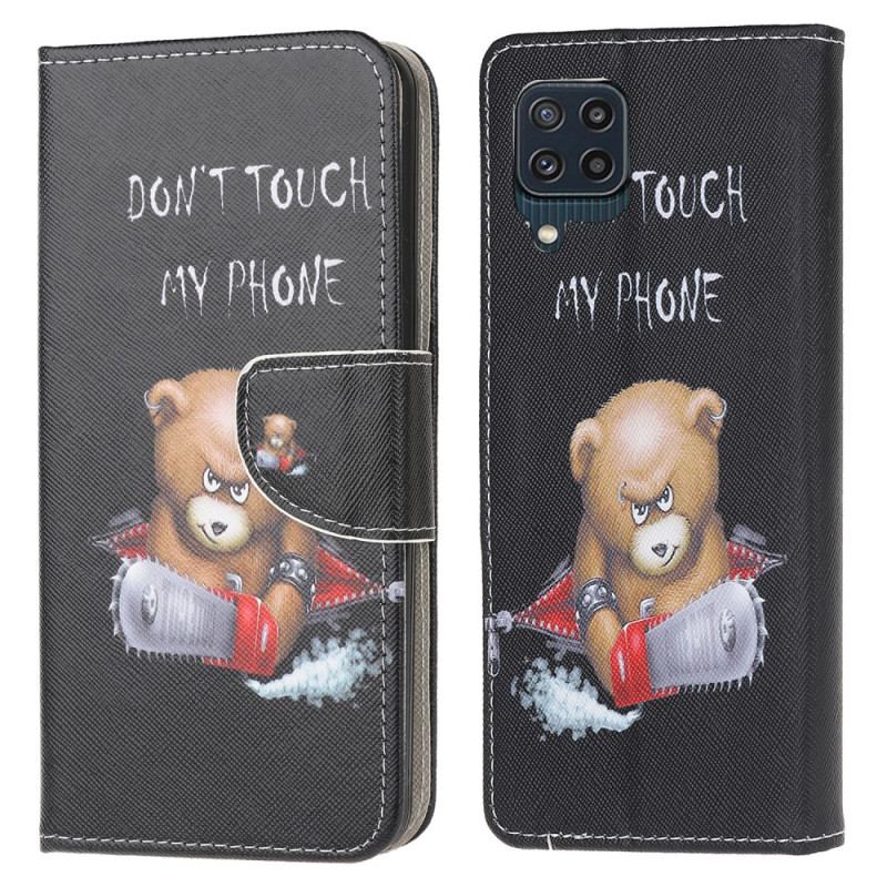Capa De Couro Para Samsung Galaxy M32 Urso Perigoso