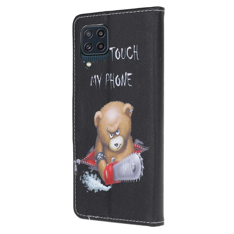 Capa De Couro Para Samsung Galaxy M32 Urso Perigoso