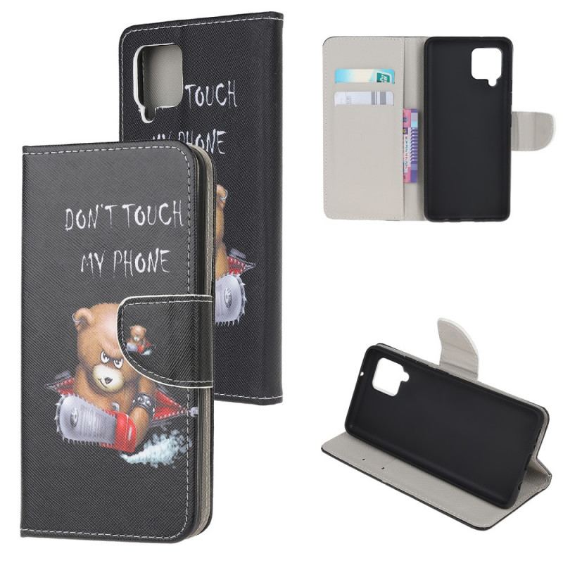 Capa De Couro Para Samsung Galaxy M32 Urso Perigoso