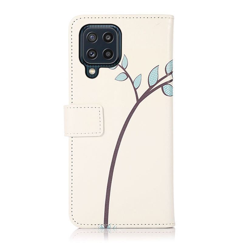 Capa Folio Para Samsung Galaxy M32 Casal De Corujas Na Árvore