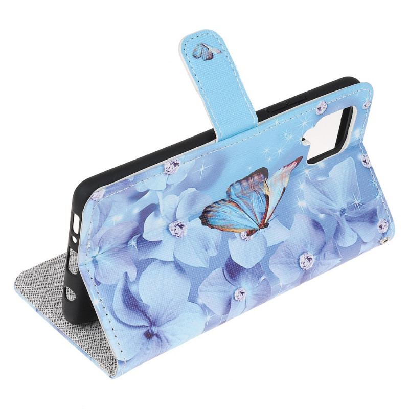 Capa Folio Para Samsung Galaxy M32 De Cordão Borboletas Strappy Diamond
