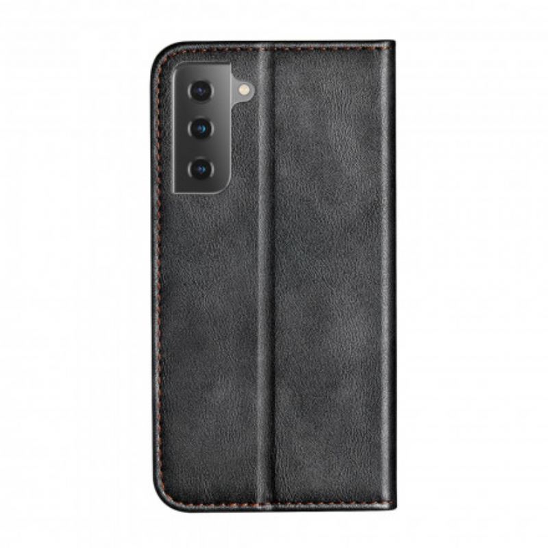 Capa De Celular Para Samsung Galaxy S21 Plus 5G Flip Efeito De Couro De Dois Tons